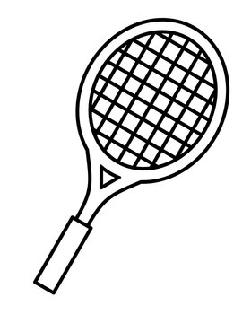 テニスラケット斜め(線画)
