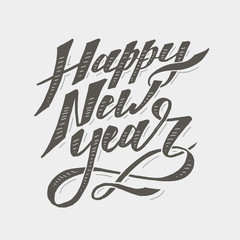 Happy New Year Vector Phrase Lettering Calligraphy Brush