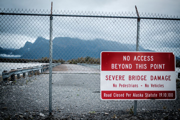 Million dollar Bridge, Cordova, Alaska. Closed bridge. No access.