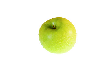 Fresh green apple with waterdrops