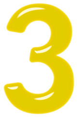 Numeral 3, three, isolated on white background, 3d render