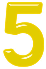 Numeral 5, five, isolated on white background, 3d render