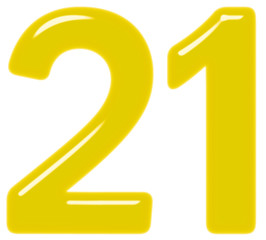 Numeral 21, twenty one, isolated on white background, 3d render