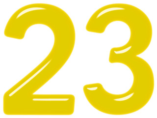 Numeral 23, twenty three, isolated on white background, 3d render