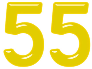 Numeral 55, fifty five, isolated on white background, 3d render