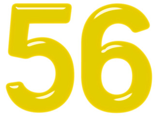 Numeral 56, fifty six, isolated on white background, 3d render