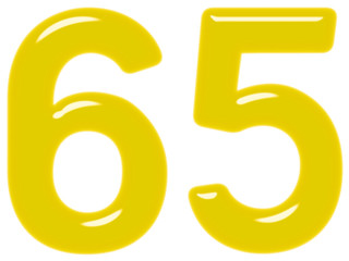 Numeral 65, sixty five, isolated on white background, 3d render