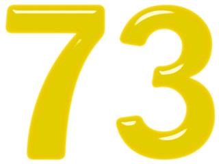 Numeral 73, seventy three, isolated on white background, 3d render