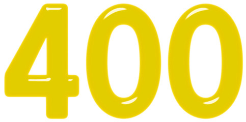 Numeral 400, four hundred, isolated on white background, 3d render