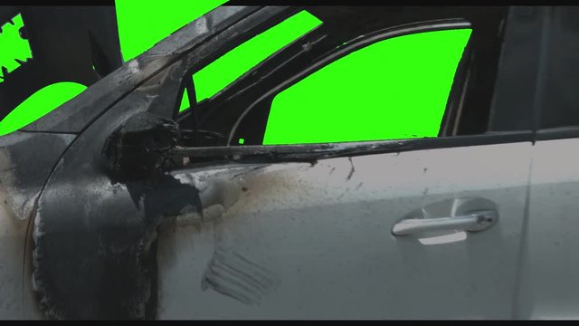 Brand new burn car SUV with green screen Stock Video | Adobe Stock