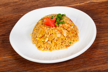 Stir fry rice with vegetables