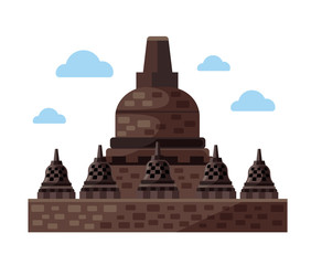 Borobudur flat icon. Indonesia and Java. Vector illustration