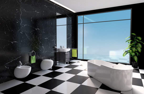 Black marble bathroom