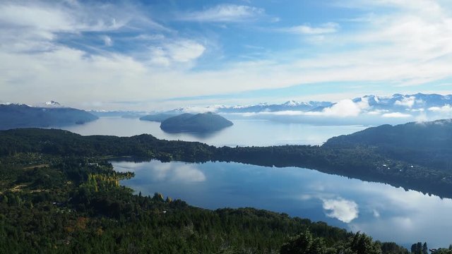 Nahuel Huapi Lake, Perito Moreno Lake and El Trebol Lagoon seen from Cerro Campanario, Nahuel Huapi National Park, Rio Negro Province, Argentina