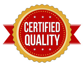 Certified quality label or sticker