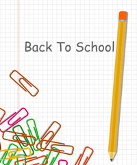 Back to school background with pencil and colorful clips