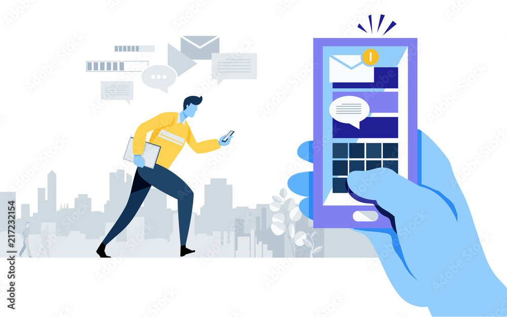 Canvas Prints got new e mail. notification alert. smartphone application. online connection. send message. social 