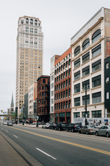 Fototapeta na wymiar Woodward Avenue in downtown Detroit, Michigan