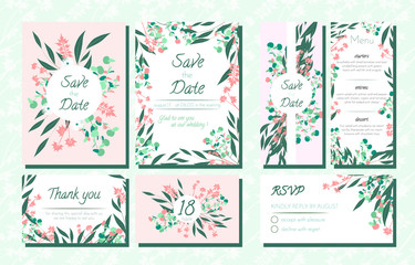 Invite Templates Set with Eucalyptus.