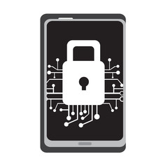 Obraz premium Lockpad on a cellphone. Cyber Security