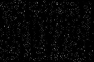 Realistic soap bubbles set isolated on the black background.