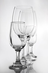 transparent glasses isolated white.