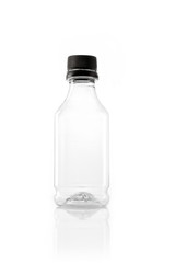 transparent bottle isolated white.