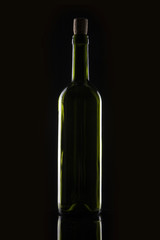 wine bottle silhouette on the black 