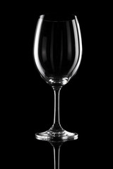 transparent wine glass on the black