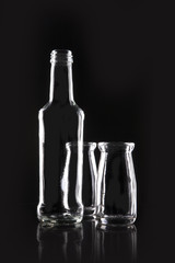 transparent glasses on the black