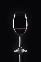 wine glass closeup isolated white.
