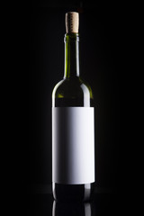 empty wine bottle isolated black.