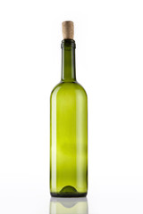 green wine empty bottle isolated white.