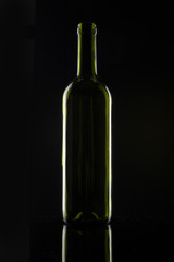 wine empty bottle isolated black.