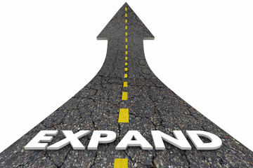 Expand Growing Increase Expansion Growth Road Word 3d Illustration