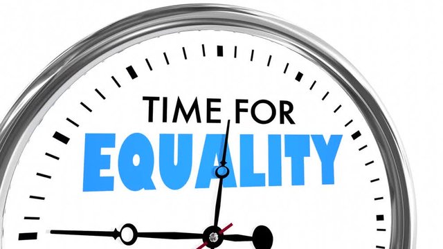 Time for Equality Justice Fairness Equity Clock Words 3d Animation