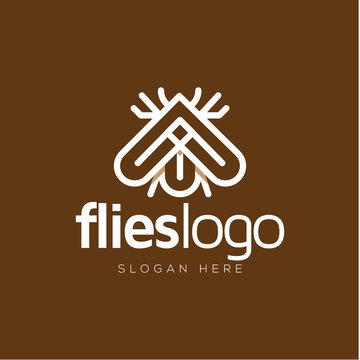 Flies line art logo vector template