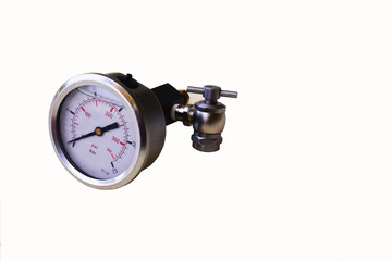 Isolated background of pressure gauge. Special tool for check Nitrogen Pressure in the accumulator.
