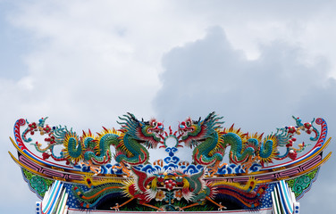 Chinese dragon on the temple roof.