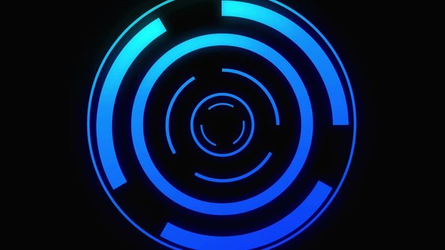 Hud background animation of circle bule color. Futuristic motion abstract. Version 2.