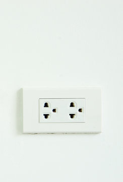 Electrical outlet in Thailand, double power socket.A wall point plug for domestic housing.