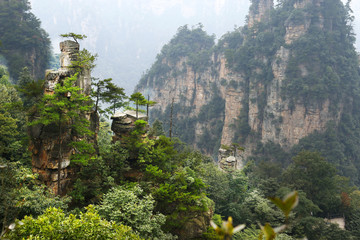 view of limestone cliff in Zhangjiajie national park, hunan,China