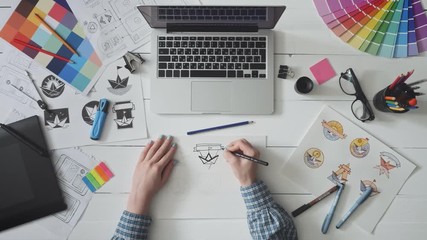 Creative designer working on a logo design