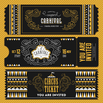 Vintage Circus banner collection. Ticket invitation.