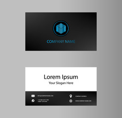 Naklejka premium Creative business card Design, Gradient Blue logo , Contact card for company, Infographic. Abstract Modern Geometric Backgrounds