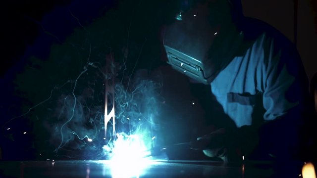 Industrial Welder Slow Motion 