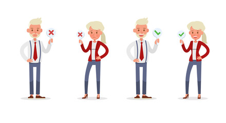 Obraz premium Set of Businessman and Businesswoman character vector design. Presentation in various action with emotions and working. no92