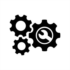 gear land tool icon and data process for system setting and configuration symbol in technology company or engineering