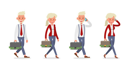 Set of Businessman and Businesswoman character vector design. Presentation in various action with emotions and working. no94