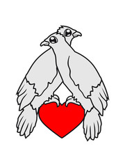 herz 2 freunde team paar liebe verliebt pärchen süß niedlich comic cartoon gesicht rabe sitzend adler falke taube vogel fliegen clipart
